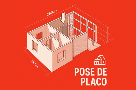 Schéma d'une pose de placo : cloisons sur ossature métallique